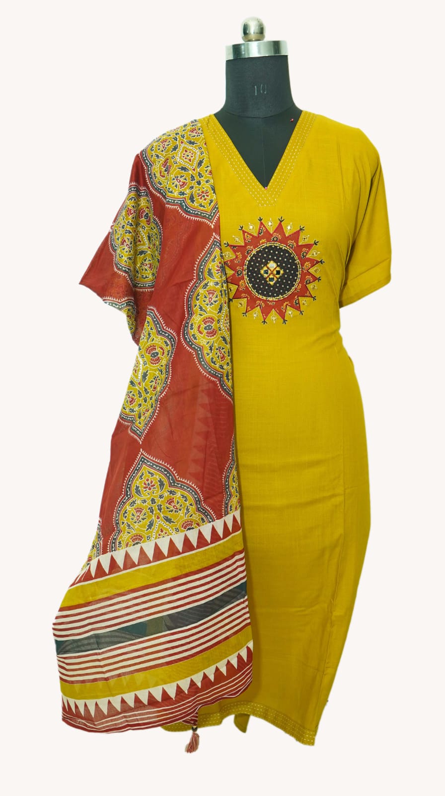 "Ananya Creations Premium Cotton Suit in Yellow Shade – Unstitched & Elegant"