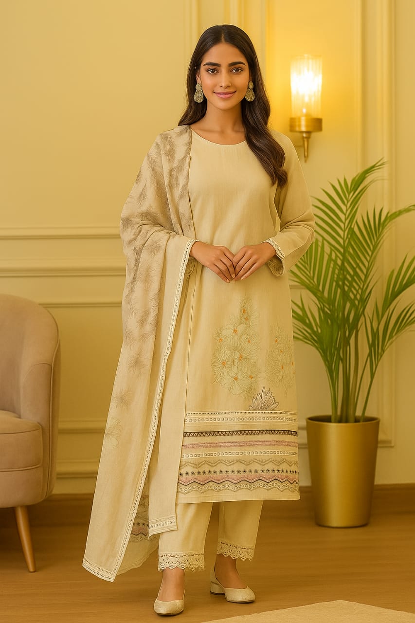 Ananya Unstitched Cotton Elegance Suit Set