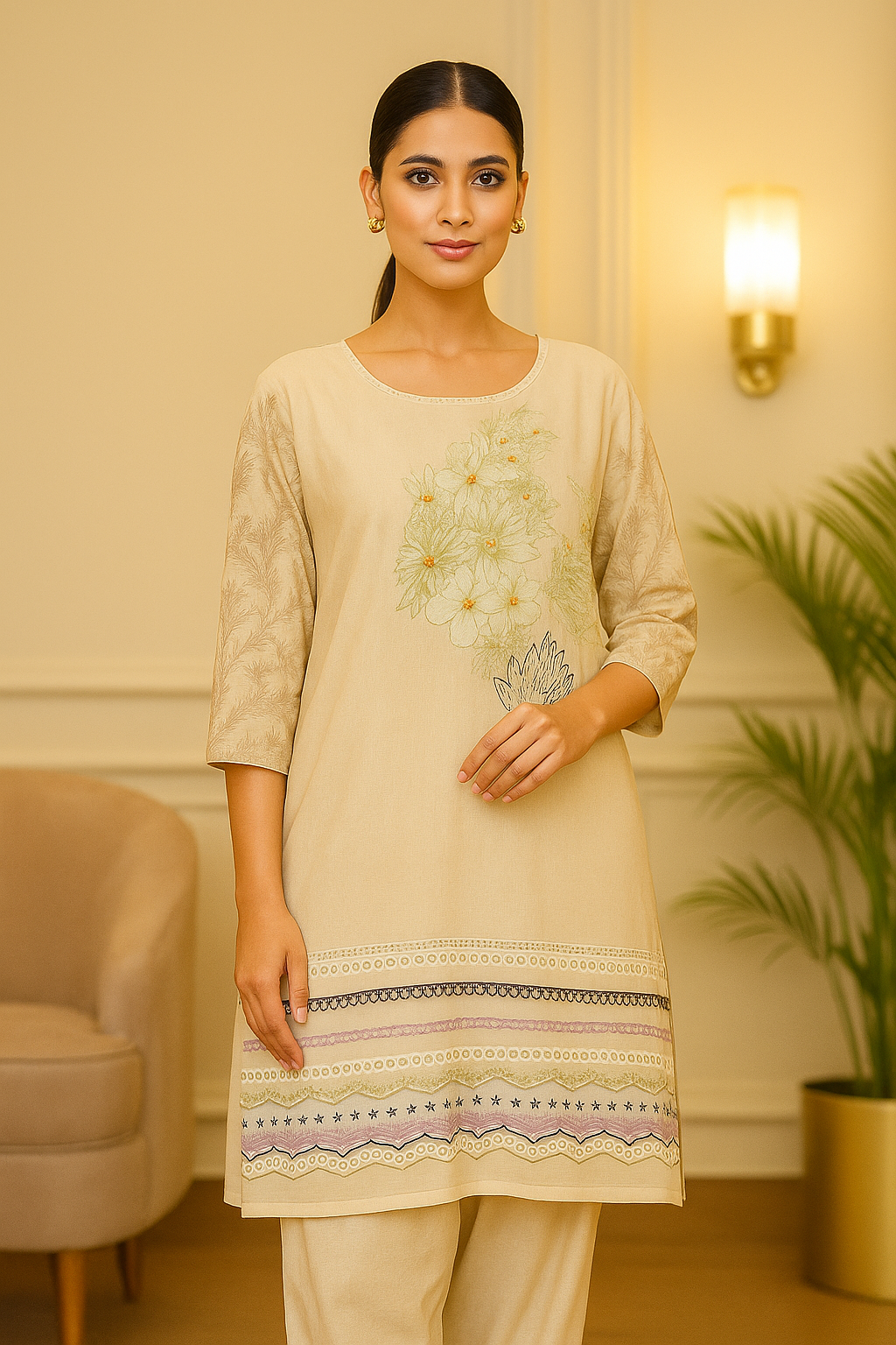 Ananya Unstitched Cotton Elegance Suit Set