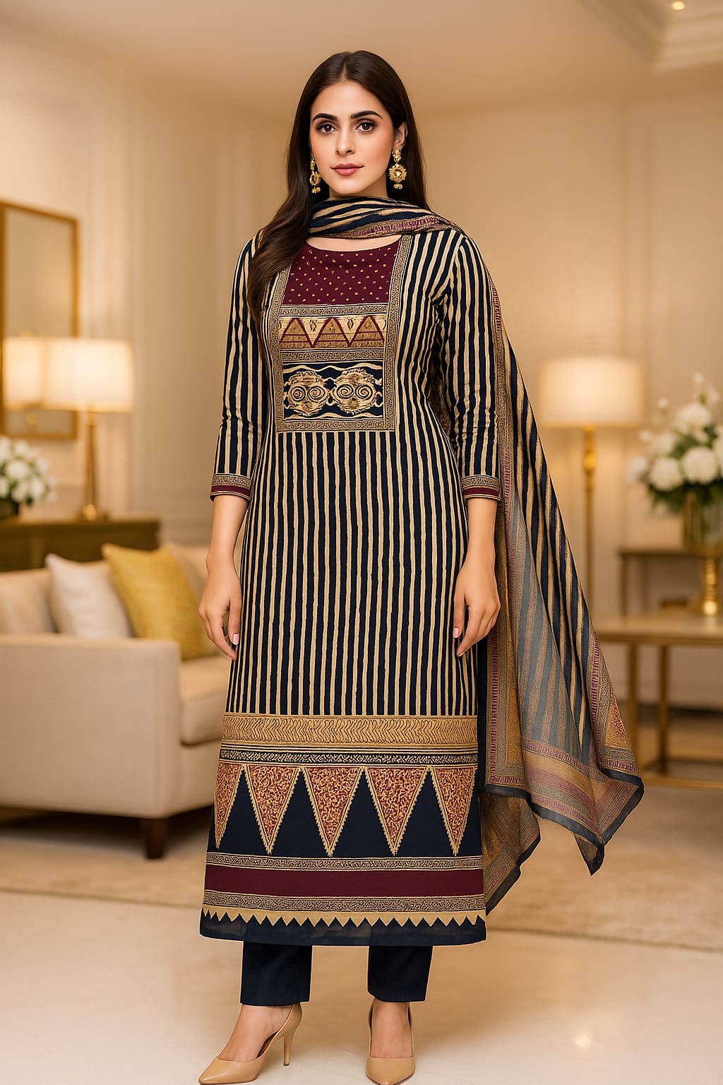 Ananya Creations Print Work Rayon Unstitched Suit Set