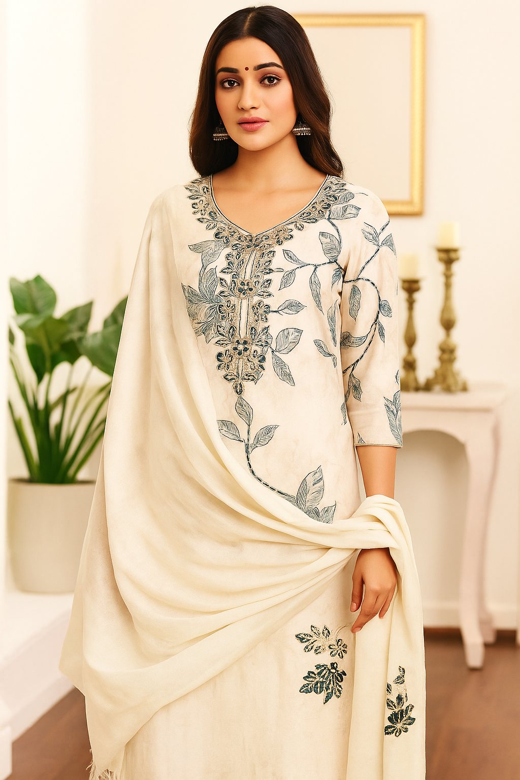 Floral Elegance – Malai Cotton Unstitched Suit Set