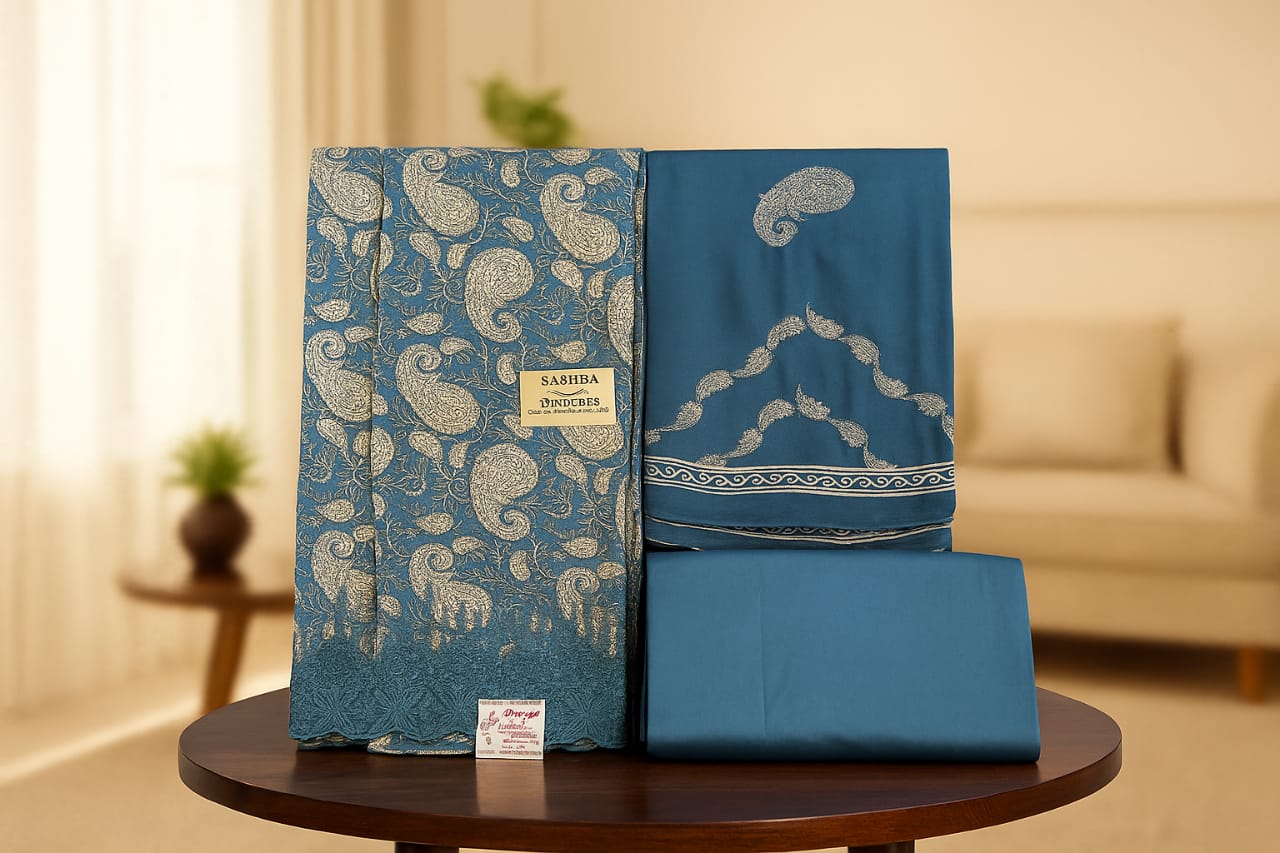 Floral Drift – Rayon Cotton Unstitched Set