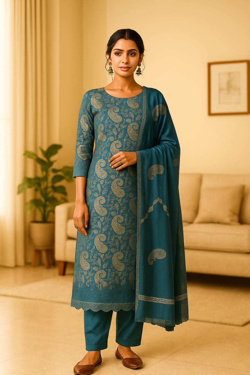 Floral Drift – Rayon Cotton Unstitched Set