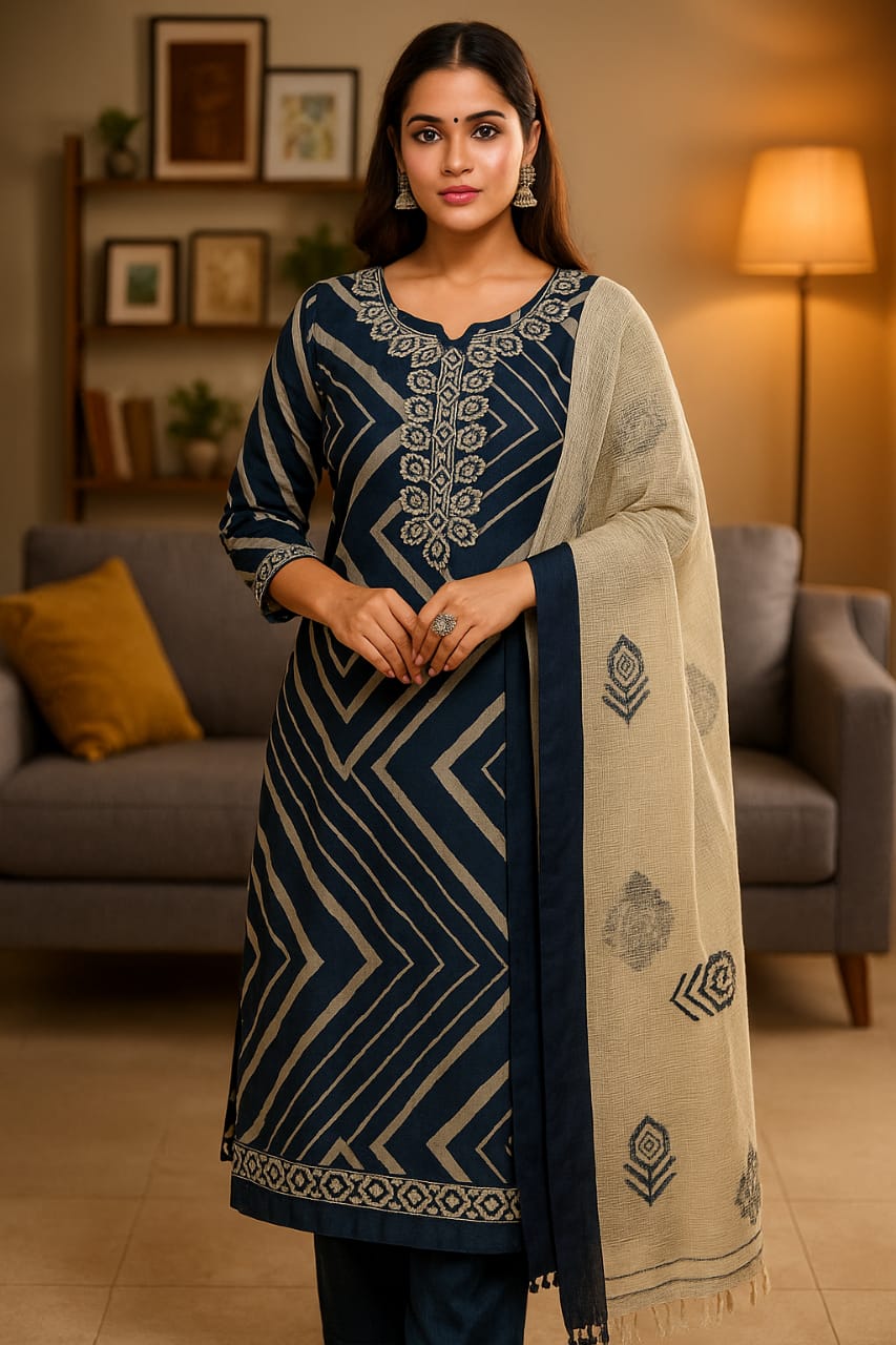Ananya Creations: Fancy Cotton Unstitched Suit Set