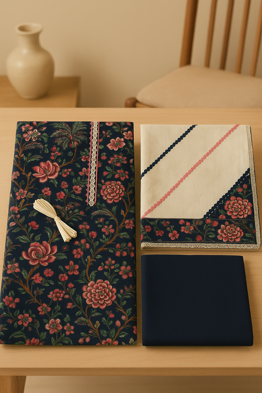Ananya Creations :Hand Block Printed Cotton Unstitched Suit Set