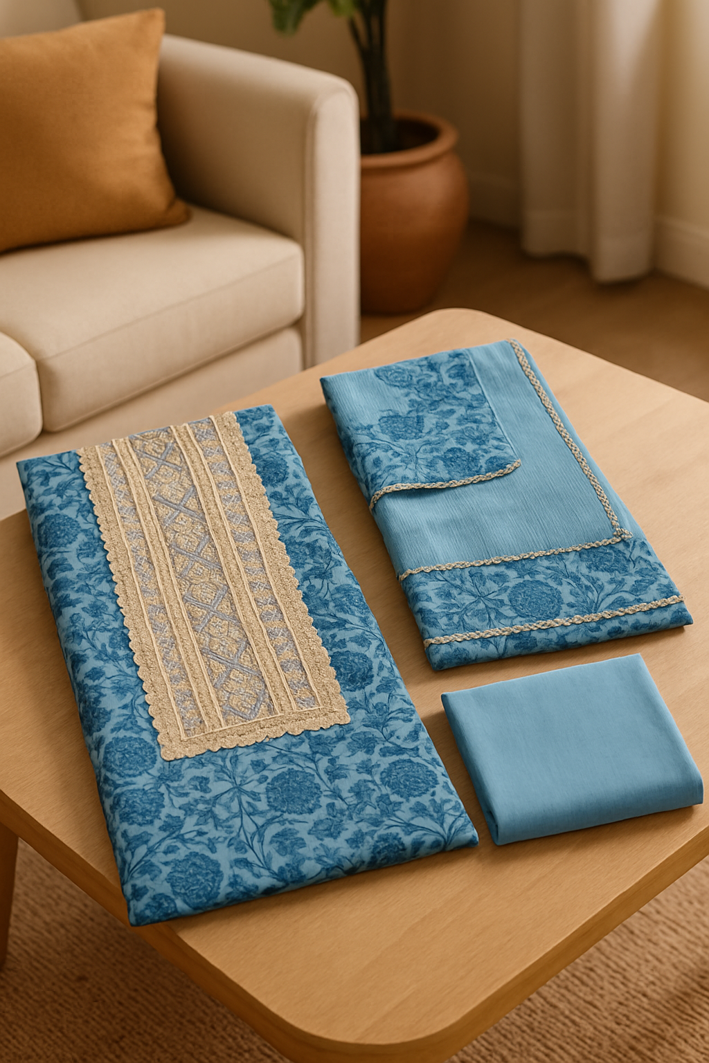 Ananya Creations: New Design Cotton Embroidery Unstitched Suit Set