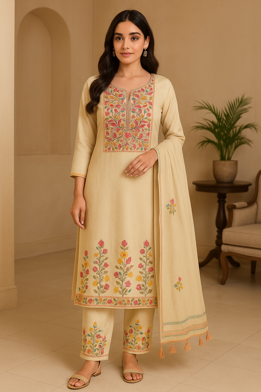 Ananya Creations: Beautiful Embroided Cotton Unstitched Suit Set