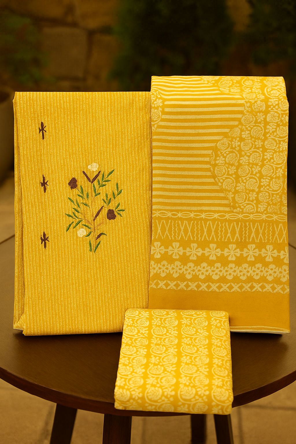 Pure Cotton Three-Piece Unstitched Suit Set | Ananya Creations