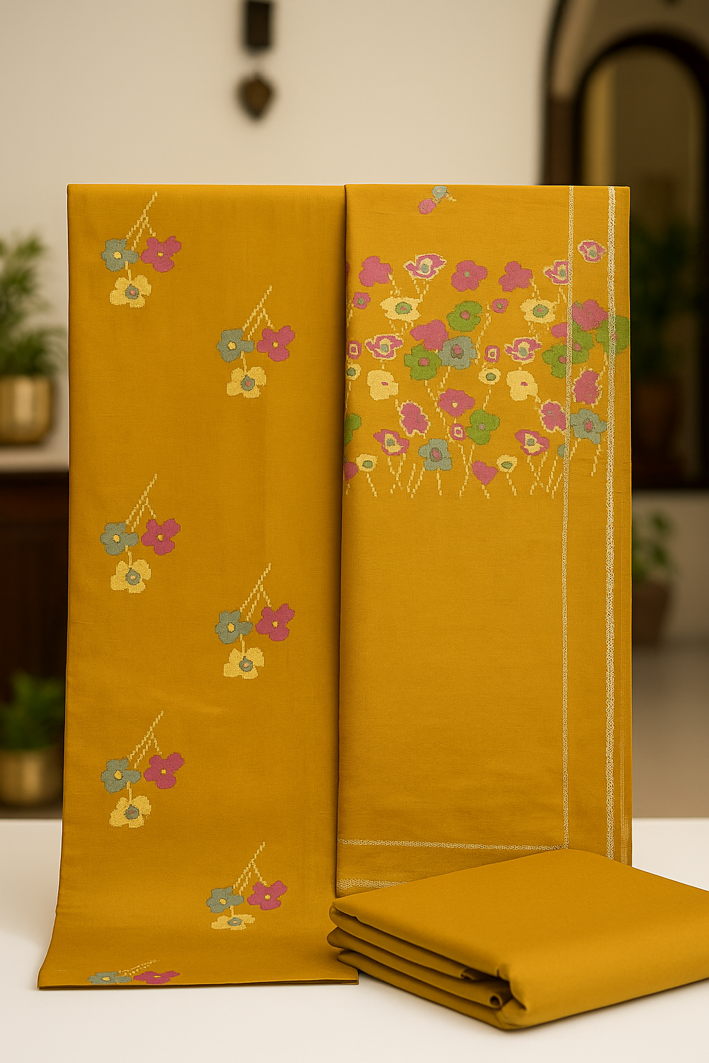 Floral Charm –Cotton Unstitched Suit Set