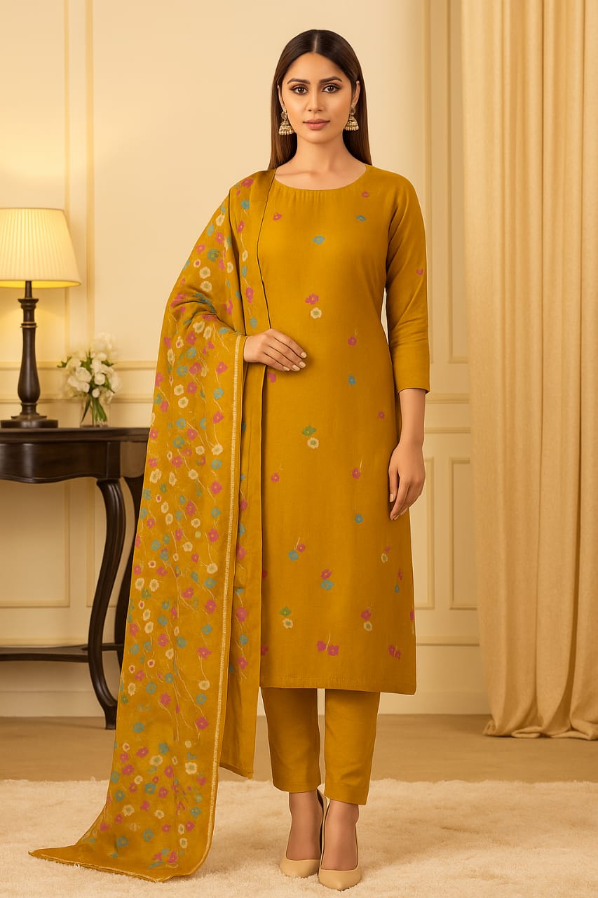 Floral Charm –Cotton Unstitched Suit Set
