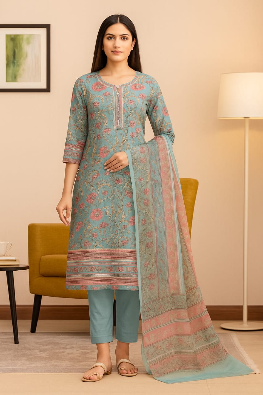Ananya Creations Mull Elegance– Pure Cotton Unstitched Suit Set