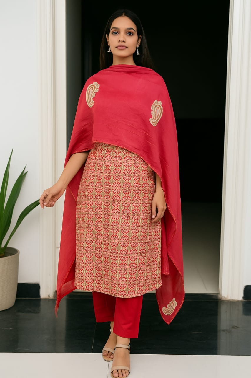 Ananya Creations Unstitched Malai Cotton Suit Set