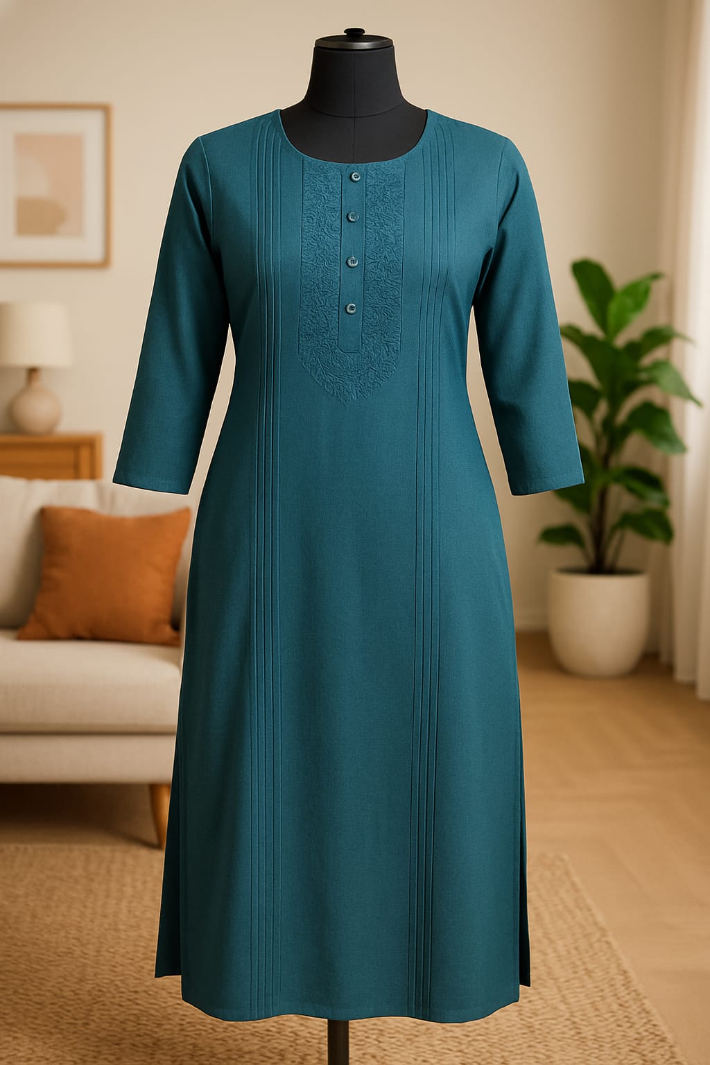 Ananya Creations Teal Blue Colour Full Kurti