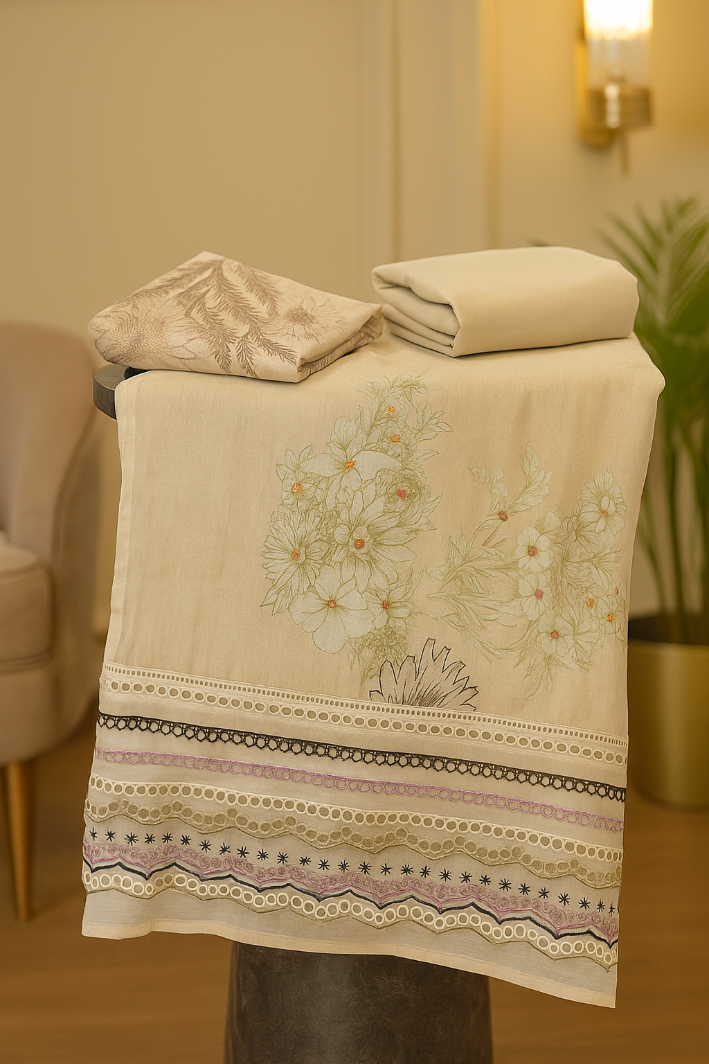 Ananya Unstitched Cotton Elegance Suit Set