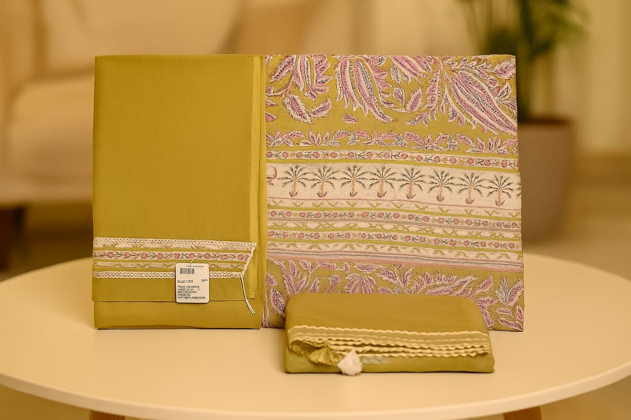 Ananya Creations – Pure Grace in Mull Unstitched Cotton Suit Set