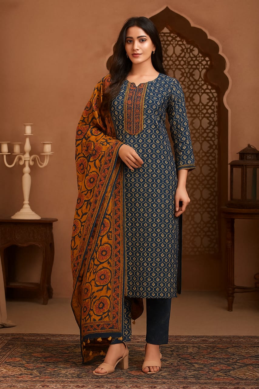 Printed Cotton Unstitched Suit Set