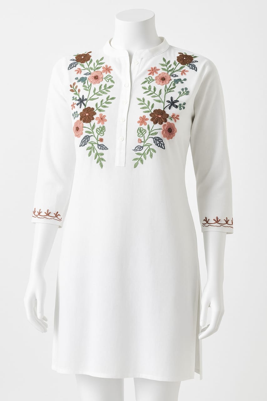 Ananya Creations White Colour Kurti