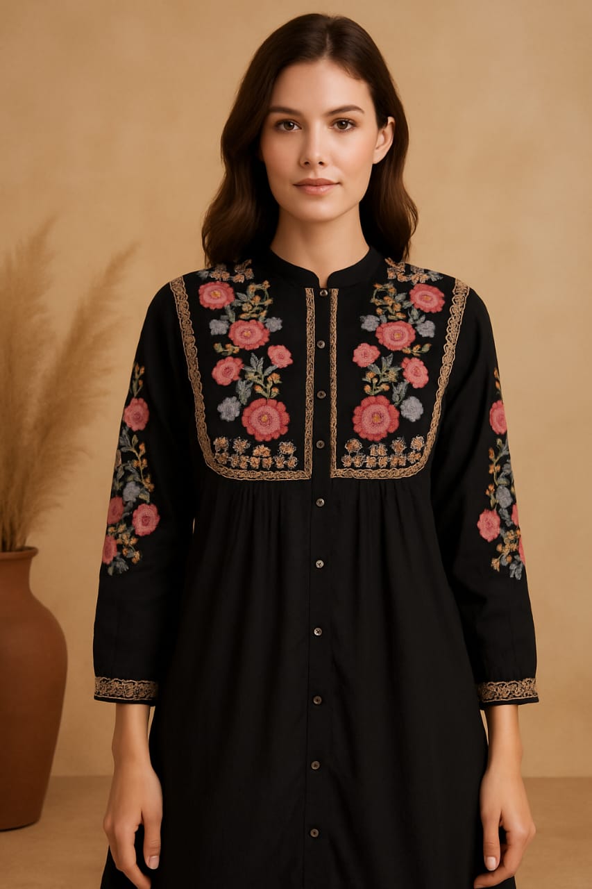 Feather Touch Black Kurti
