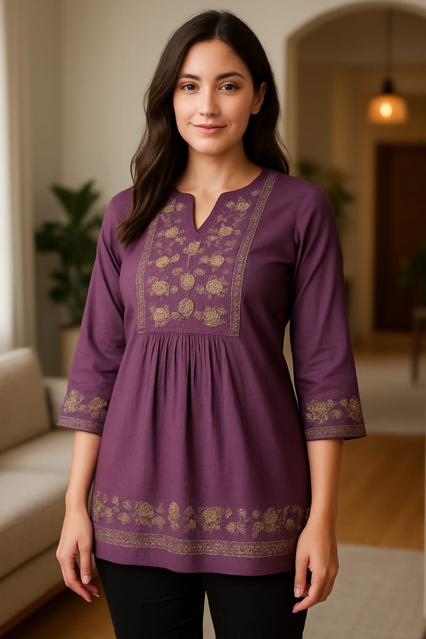 Feather Touch Kurti Purple color