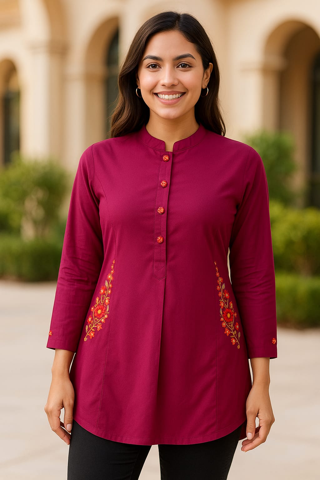 Feather Touch Kurti Wine Color back