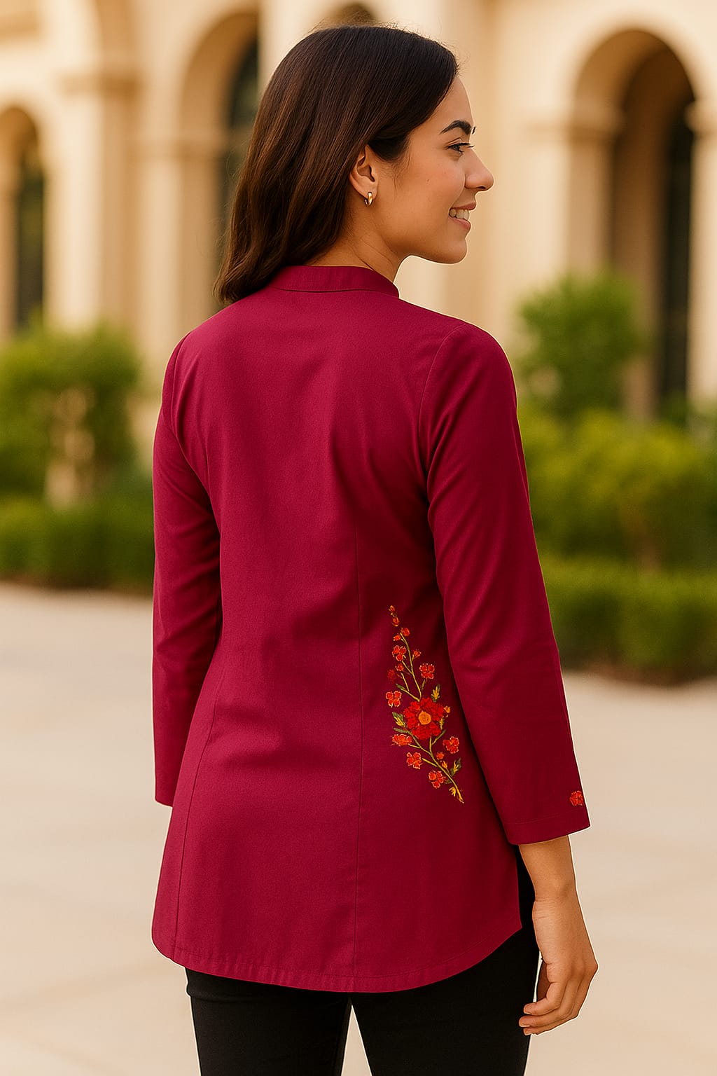 Feather Touch Kurti Wine Color back