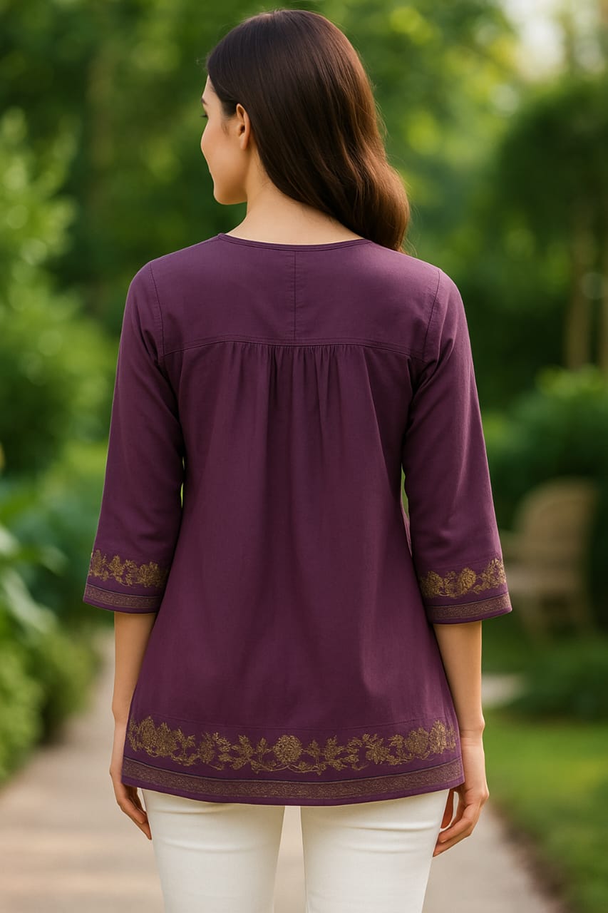 Feather Touch Kurti Purple color